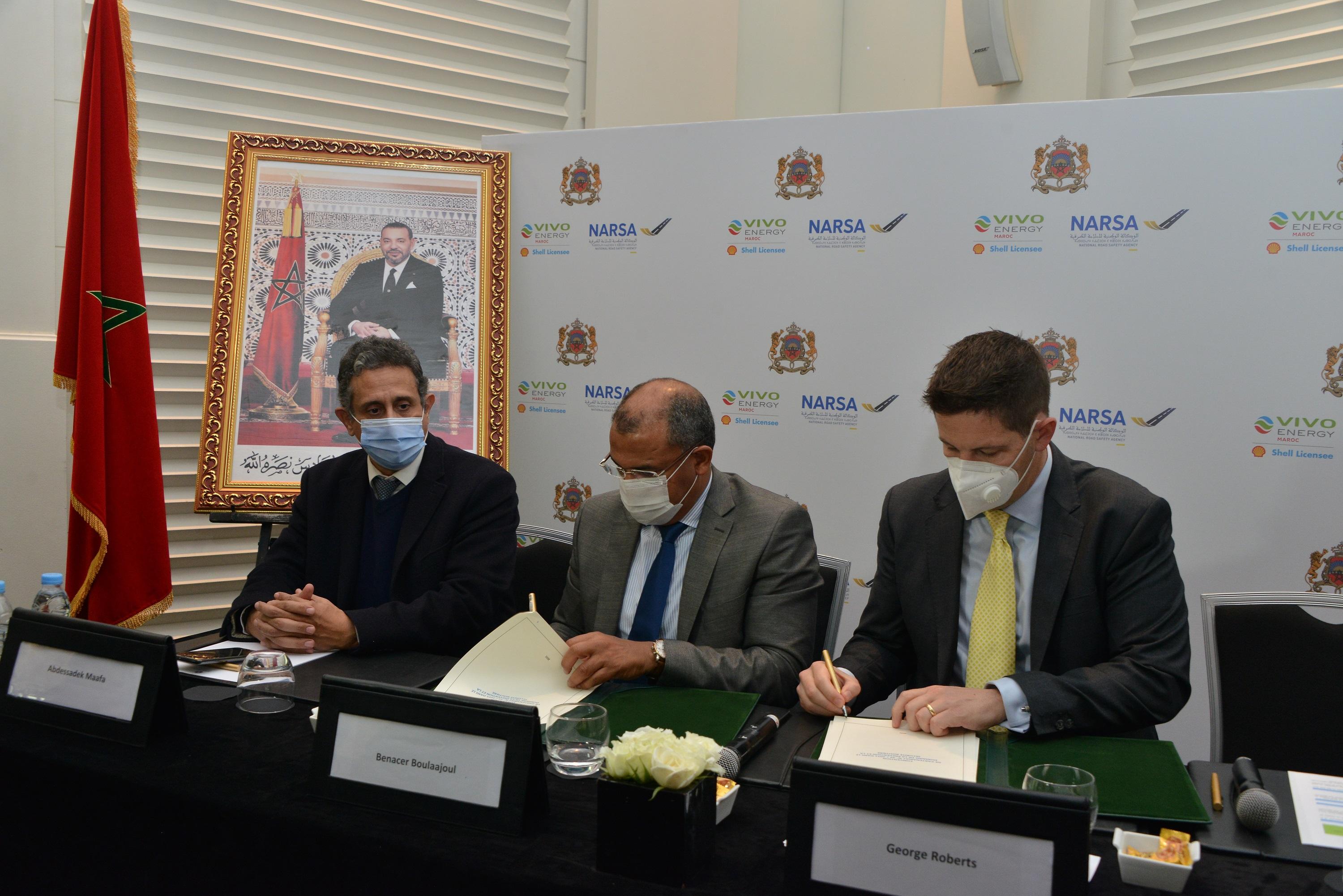 Signature, le mercredi 15 décembre 2021, d’une convention de partenariat entre la NARSA et Vivo Energy Maroc 